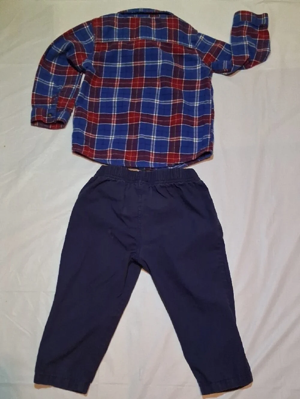 Carter's Toddler Boy Plaid Flannel Button-Up Shirt & Navy Pants Set 24 Months
